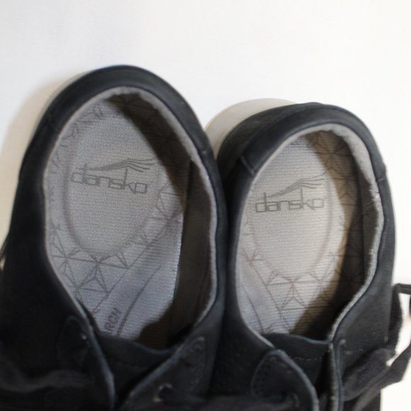 Dansko Shoes Womens 40 US 9.5 Christina Sneaker 4254100302 Black Leather Lace Up - Picture 10 of 11